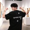 Chrome Hearts Scroll Logo Cross Patch T-Shirt- Black (2) Chrome Hearts Scroll Logo Cross Patch T-Shirt- Black