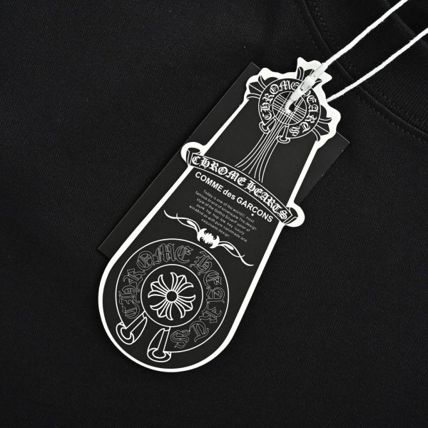 Chrome Hearts Scroll Logo Cross Patch T-Shirt- Black (5) Chrome Hearts Scroll Logo Cross Patch T-Shirt- Black