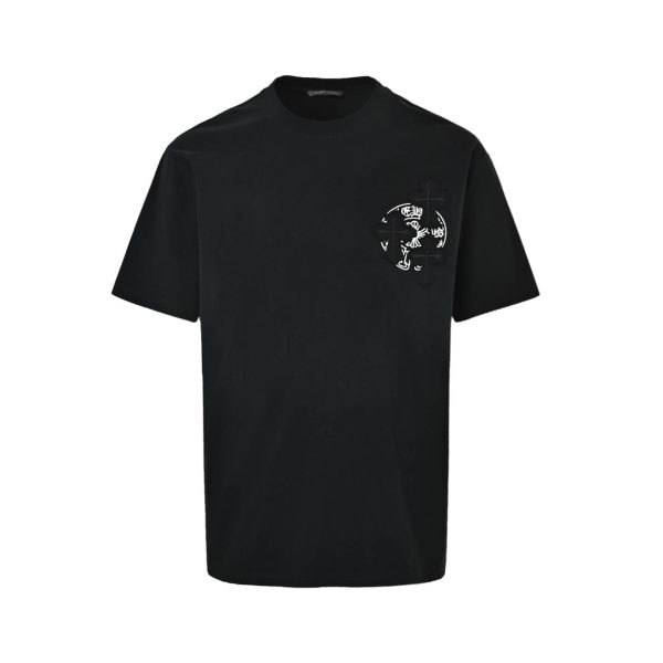 Chrome Hearts Scroll Logo Cross Patch T-Shirt- Black (7) Chrome Hearts Scroll Logo Cross Patch T-Shirt- Black