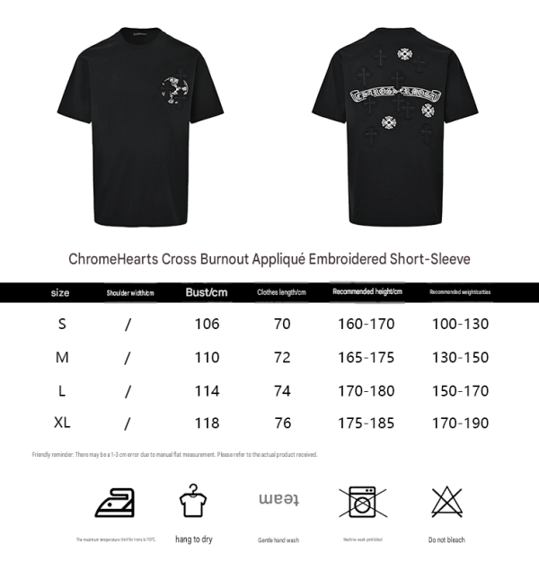 Chrome Hearts Scroll Logo Cross Patch T-Shirt- White (1) Chrome Hearts Scroll Logo Cross Patch T-Shirt- Black