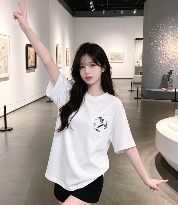 Chrome Hearts Scroll Logo Cross Patch T-Shirt- White (1) Chrome Hearts Scroll Logo Cross Patch T-Shirt- White
