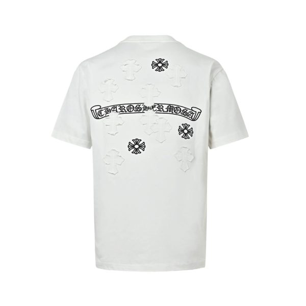 Chrome Hearts Scroll Logo Cross Patch T-Shirt- White (5) Chrome Hearts Scroll Logo Cross Patch T-Shirt- White