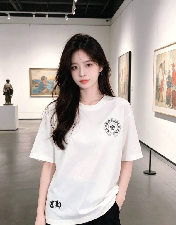 Chrome Hearts Triple Cross Logo Tee- White