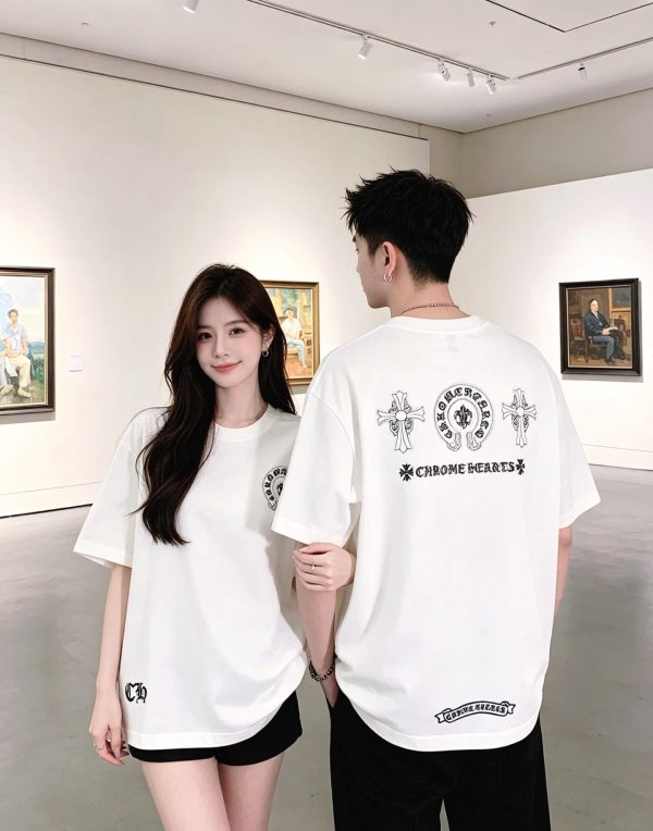 Chrome Hearts Triple Cross Logo Tee- White