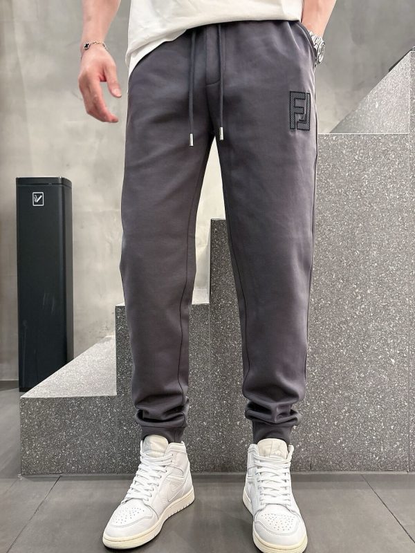 Fendi Cuffed Jogger Pants- Grey