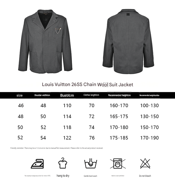 Louis Vuitton Chain Wool Tailored Jacket- Dark Gray