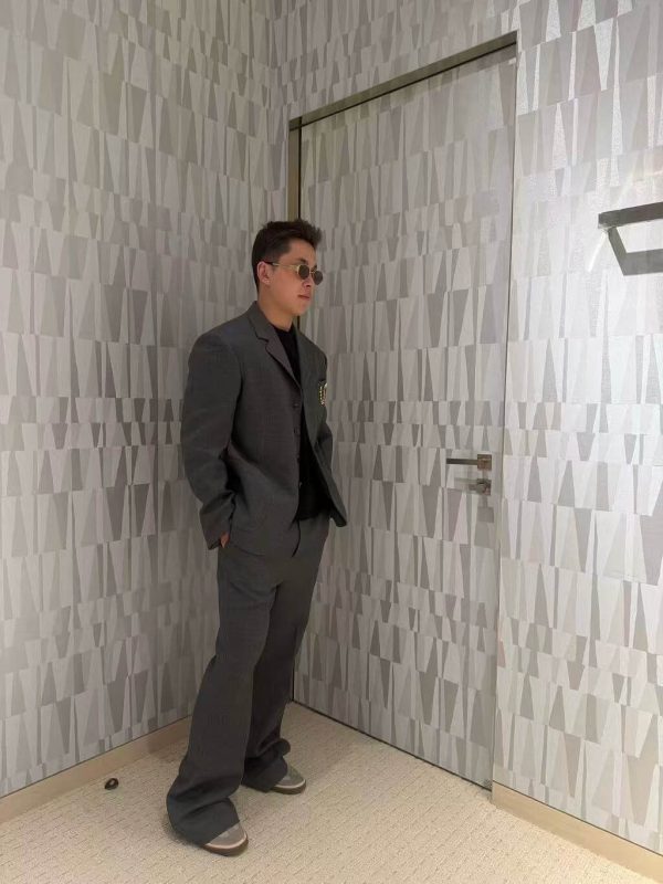 Louis Vuitton Chain Wool Tailored Jacket- Dark Gray