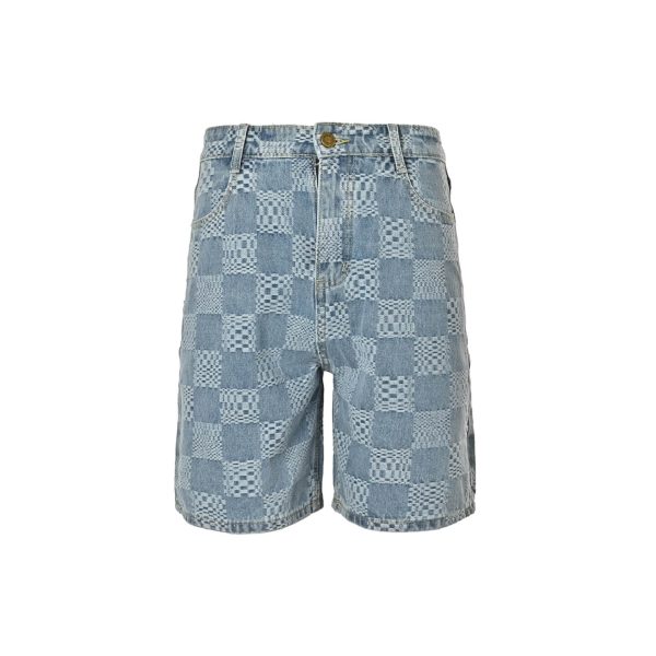 Louis Vuitton Damier 3D Light Denim Shorts- Washed Indigo (10) Louis Vuitton Damier 3D Light Denim Shorts- Washed Indigo