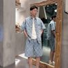 Louis Vuitton Damier 3D Light Denim Shorts- Washed Indigo (3) Louis Vuitton Damier 3D Light Denim Shorts- Washed Indigo
