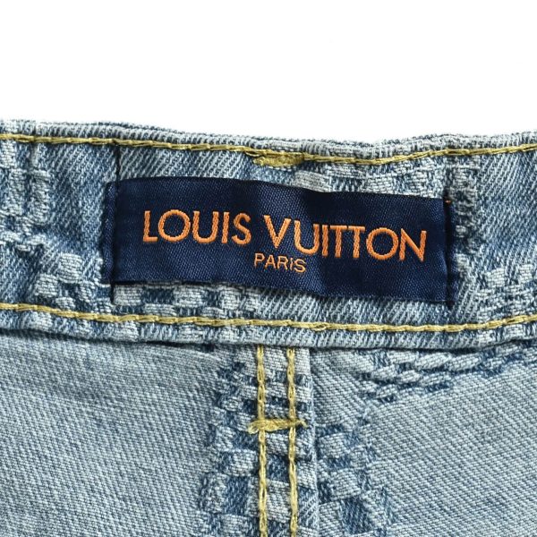 Louis Vuitton Damier 3D Light Denim Shorts- Washed Indigo (5) Louis Vuitton Damier 3D Light Denim Shorts- Washed Indigo