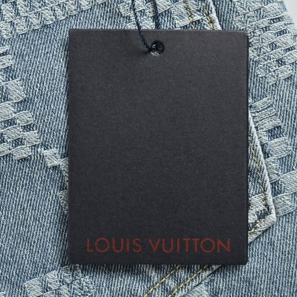 Louis Vuitton Damier 3D Light Denim Shorts- Washed Indigo (7) Louis Vuitton Damier 3D Light Denim Shorts- Washed Indigo