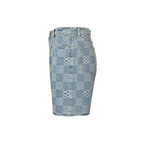 Louis Vuitton Damier 3D Light Denim Shorts- Washed Indigo (9) Louis Vuitton Damier 3D Light Denim Shorts- Washed Indigo