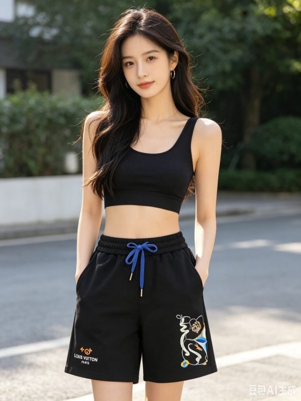 Louis Vuitton Embroidered Jersey Shorts- Black
