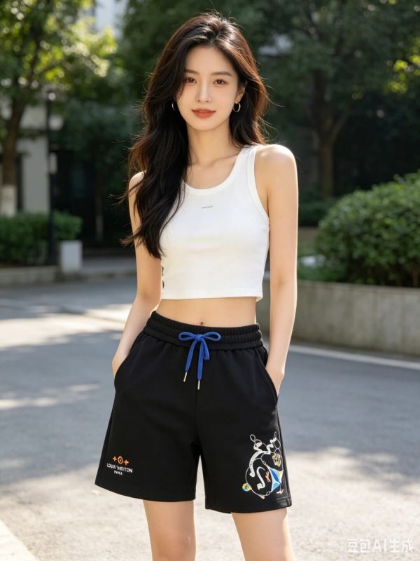 Louis Vuitton Embroidered Jersey Shorts- Black