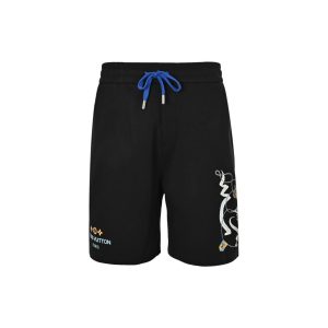 Louis Vuitton Embroidered Jersey Shorts- Black