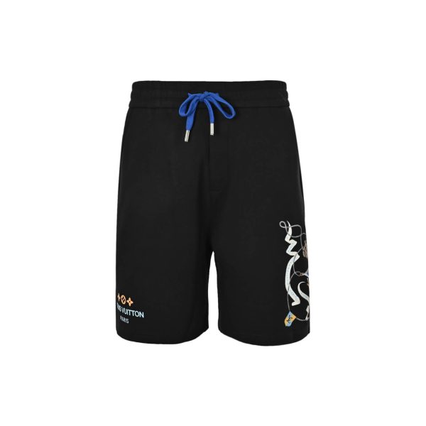 Louis Vuitton Embroidered Jersey Shorts- Black