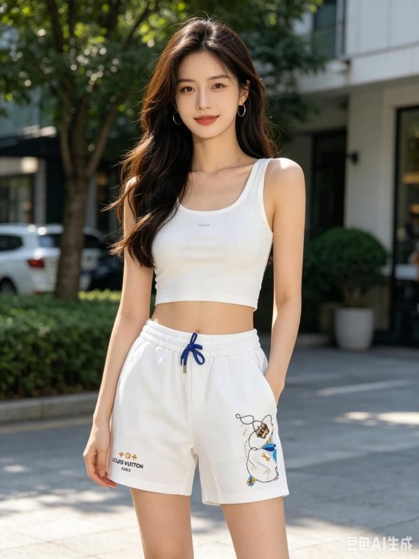 Louis Vuitton Embroidered Jersey Shorts- White.