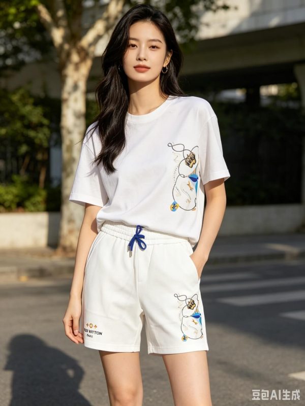 Louis Vuitton Embroidered Jersey Shorts- White.