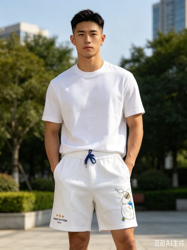 Louis Vuitton Embroidered Jersey Shorts- White.