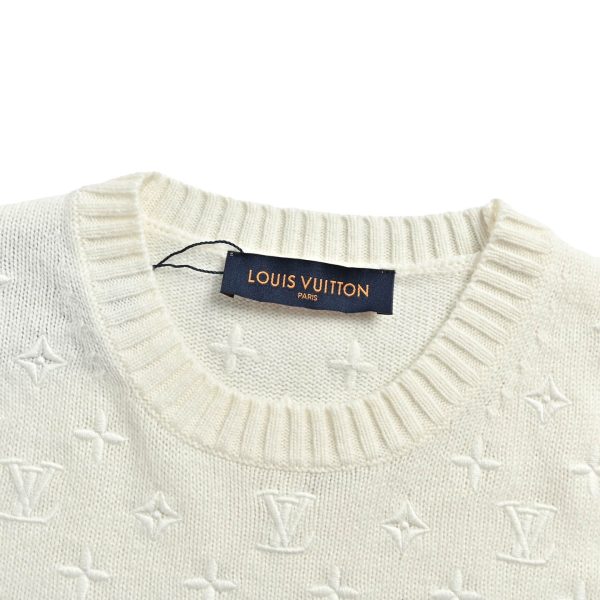 Louis Vuitton Embroidered Monogram Knit Top-  Milk White