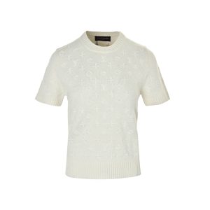 Louis Vuitton Embroidered Monogram Knit Top-  Milk White
