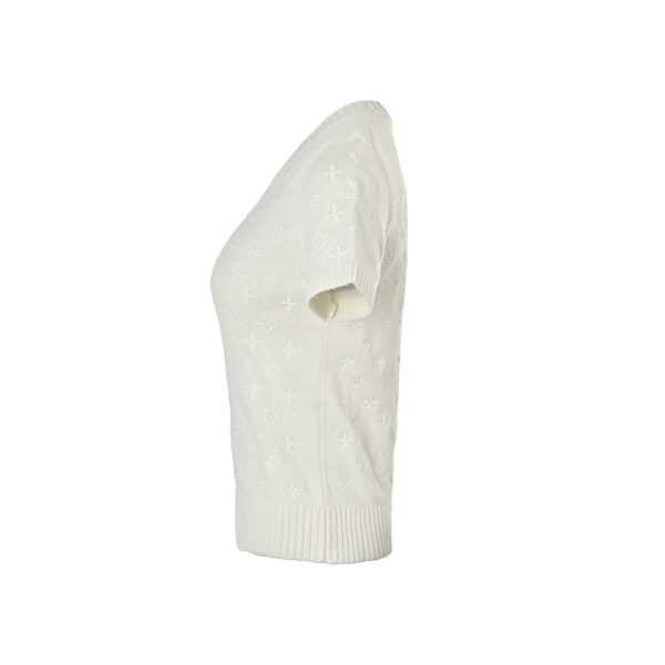 Louis Vuitton Embroidered Monogram Knit Top-  Milk White