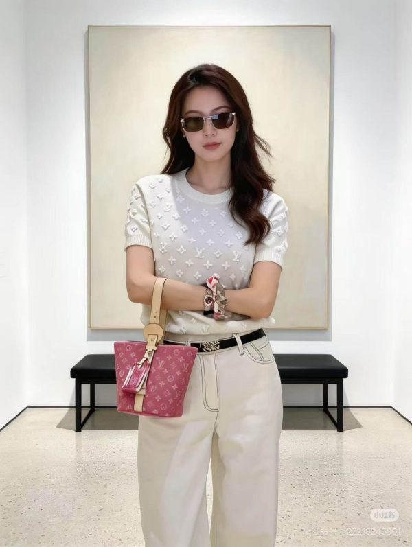Louis Vuitton Embroidered Monogram Knit Top-  Milk White