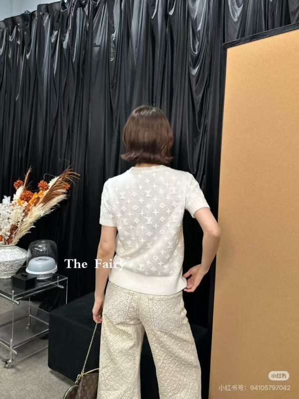 Louis Vuitton Embroidered Monogram Knit Top-  Milk White