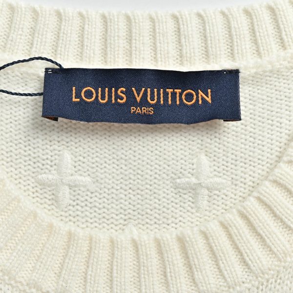 Louis Vuitton Embroidered Monogram Knit Top-  Milk White