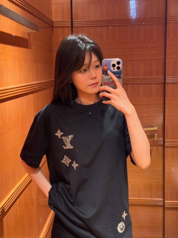 Louis Vuitton Embroidered Signature T-Shirt- Black