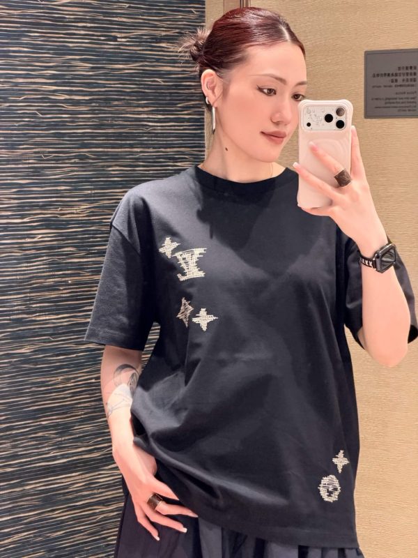 Louis Vuitton Embroidered Signature T-Shirt- Black