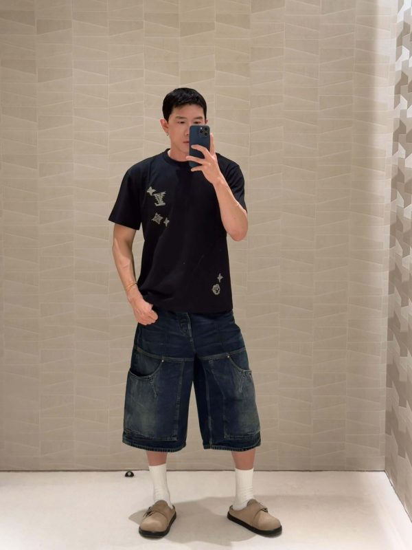 Louis Vuitton Embroidered Signature T-Shirt- Black