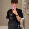 Louis Vuitton Embroidered Signature T-Shirt- Black