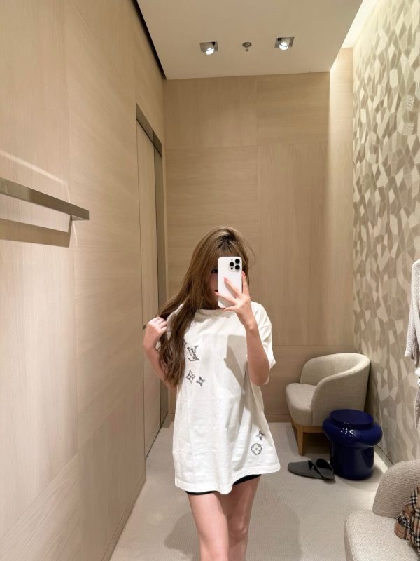 Louis Vuitton Embroidered Signature T-Shirt- Milky White