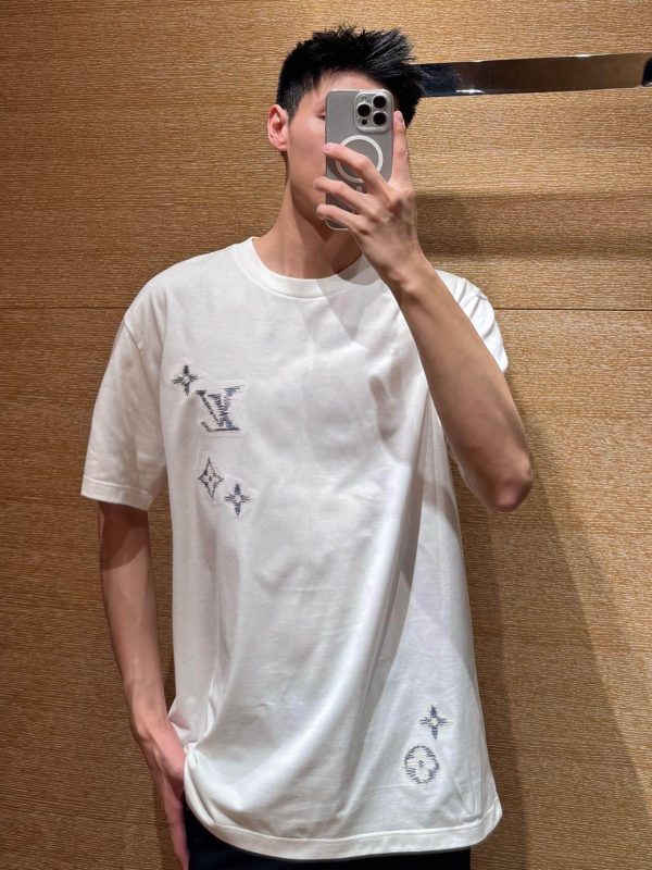 Louis Vuitton Embroidered Signature T-Shirt- Milky White