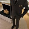 Louis Vuitton Men's Chain Wool Dress Trousers- Charcoal Grey (2) Louis Vuitton Men's Chain Wool Dress Trousers- Charcoal Grey