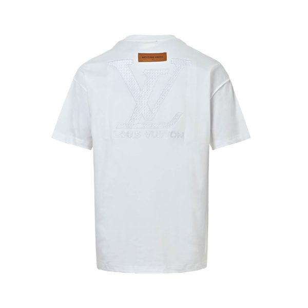 Louis Vuitton Men's White Embossed Back T-Shirt-  White.