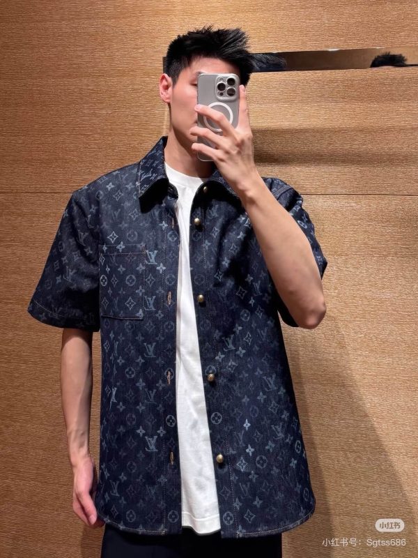 Louis Vuitton Monogram Denim Short-Sleeved Shirt- Indigo.