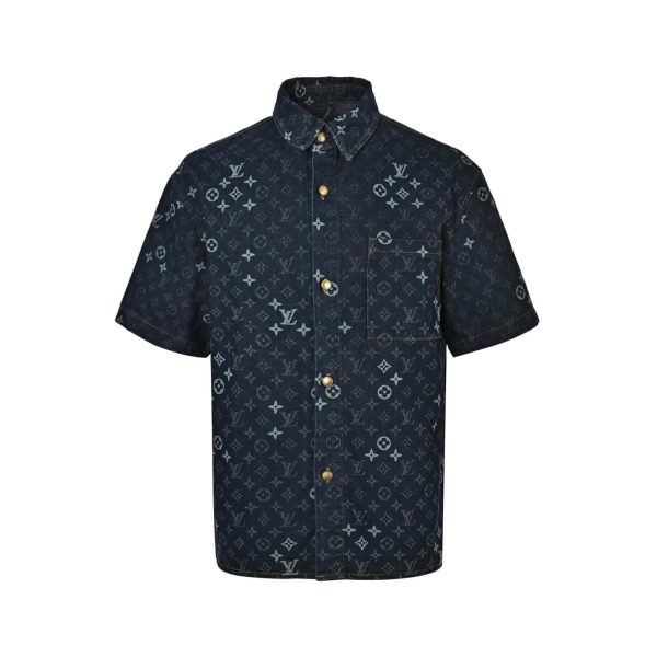 Louis Vuitton Monogram Denim Short-Sleeved Shirt- Indigo.