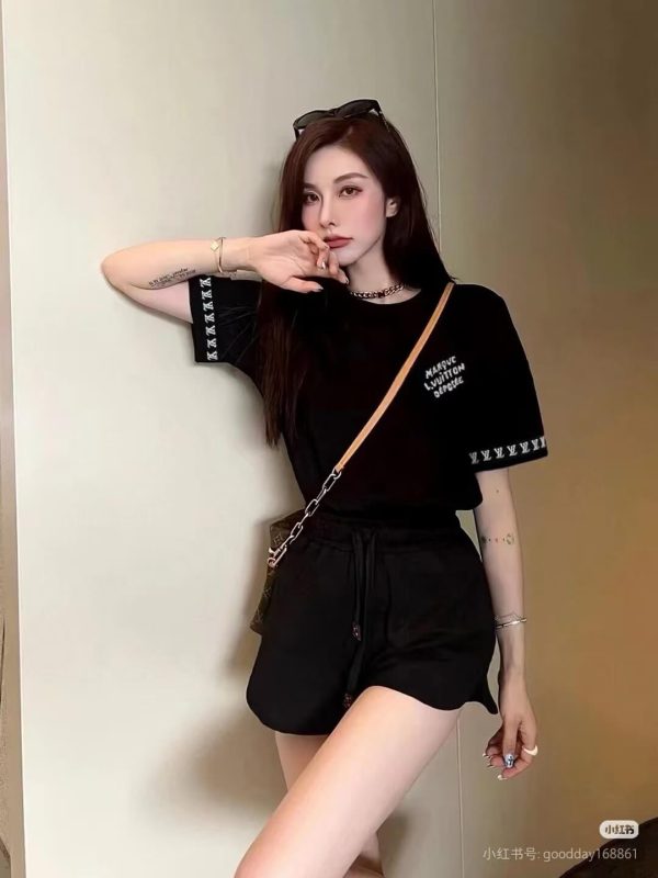 Louis Vuitton Short-Sleeved Cotton Crewneck- Black