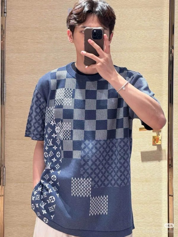 Louis Vuitton Short-Sleeved Knitted Crewneck- Indigo blue