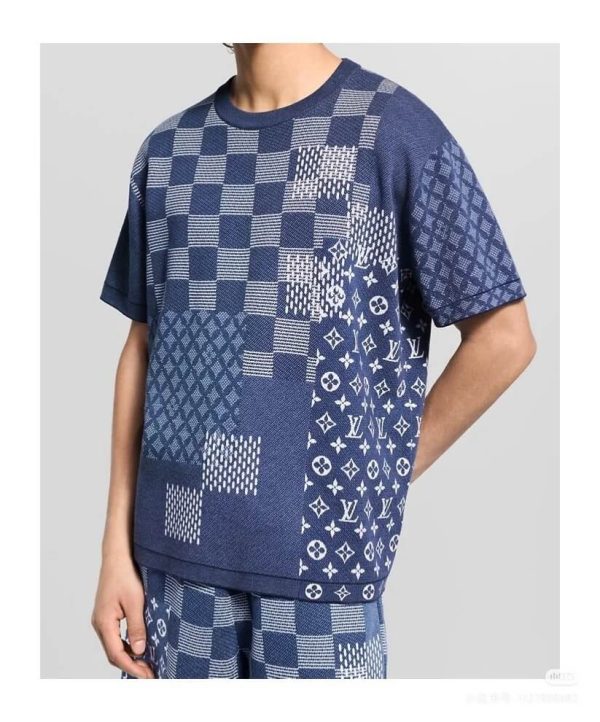 Louis Vuitton Short-Sleeved Knitted Crewneck- Indigo blue