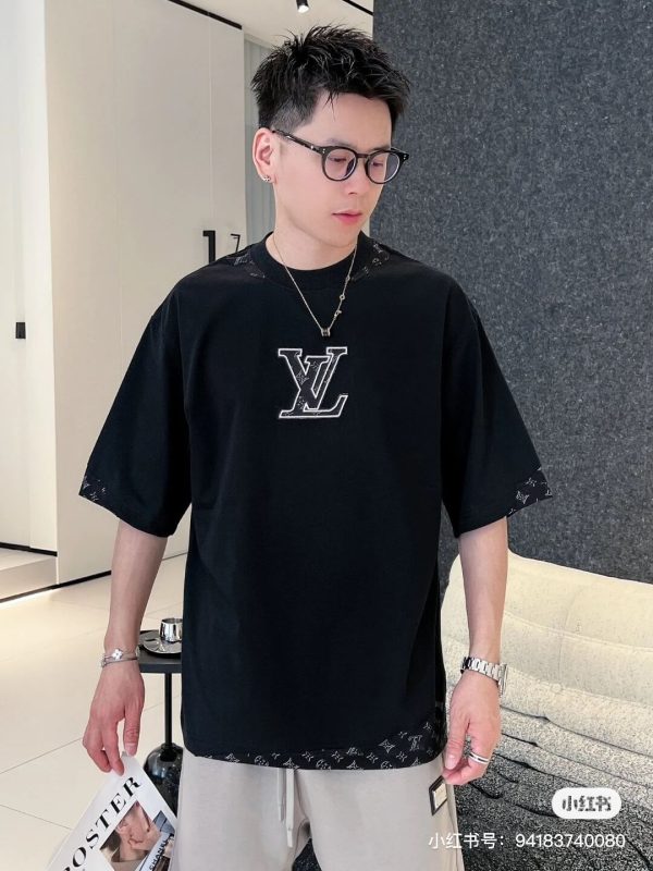 Louis Vuitton Stencil Monogram & Patch T-Shirt- Black