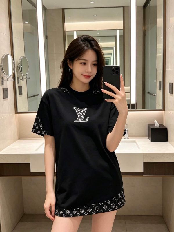 Louis Vuitton Stencil Monogram & Patch T-Shirt- Black