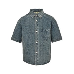 Louis Vuitton short-sleeved denim workwear shirt- blue