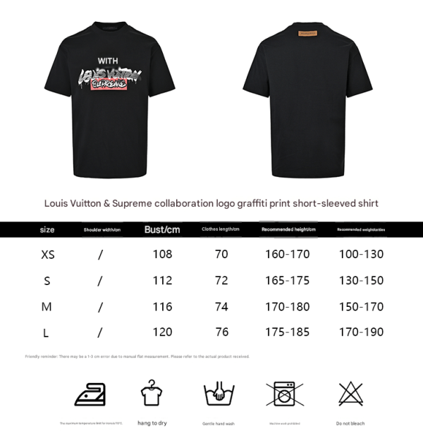 Louis Vuitton x Supreme Graffiti Box Logo T-Shirt- Black