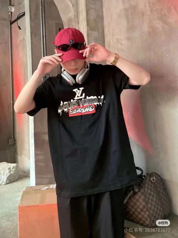 Louis Vuitton x Supreme Graffiti Box Logo T-Shirt- Black