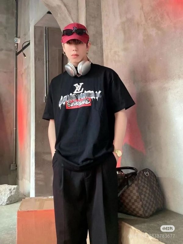 Louis Vuitton x Supreme Graffiti Box Logo T-Shirt- Black
