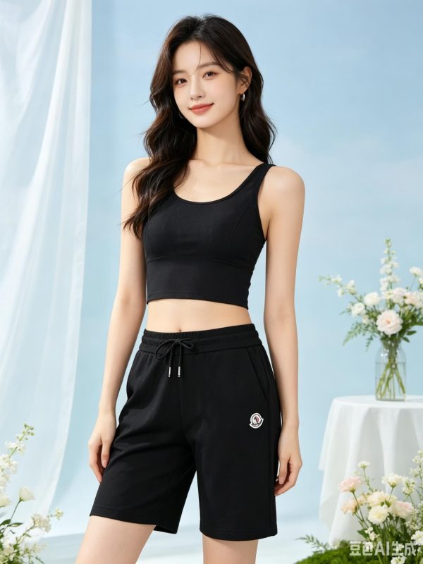 Moncler Cotton Terry-Cloth / Towel Shorts- Black