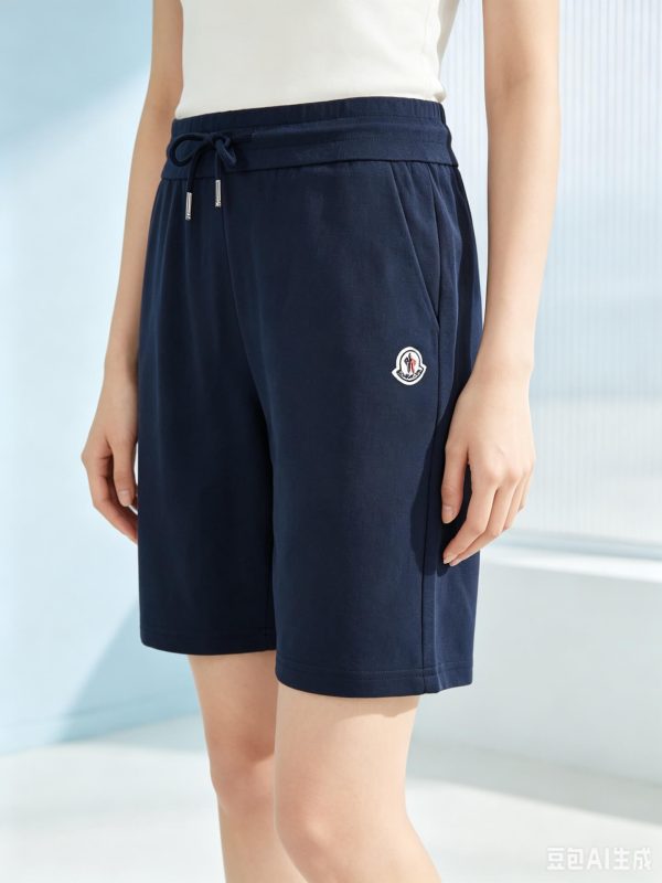 Moncler Cotton Terry-Cloth / Towel Shorts- Navy Blue